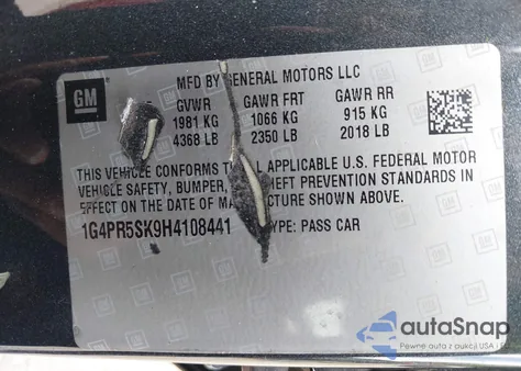 2017 Buick Verano Sport Touring from USA, damaged, VIN 1G4PR5SK9H4108441